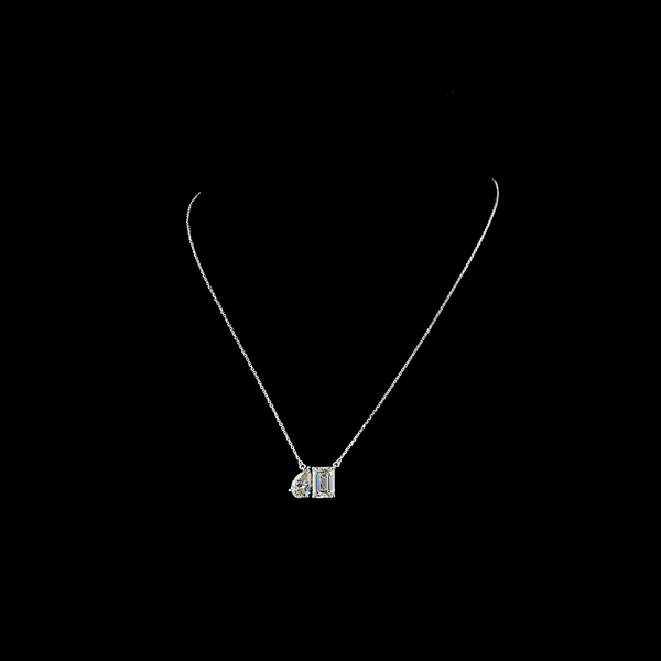 Lab-Grown 4.57 Carat MIX I-VS2 Diamond 14K White Gold Toi Et Moi Pendant