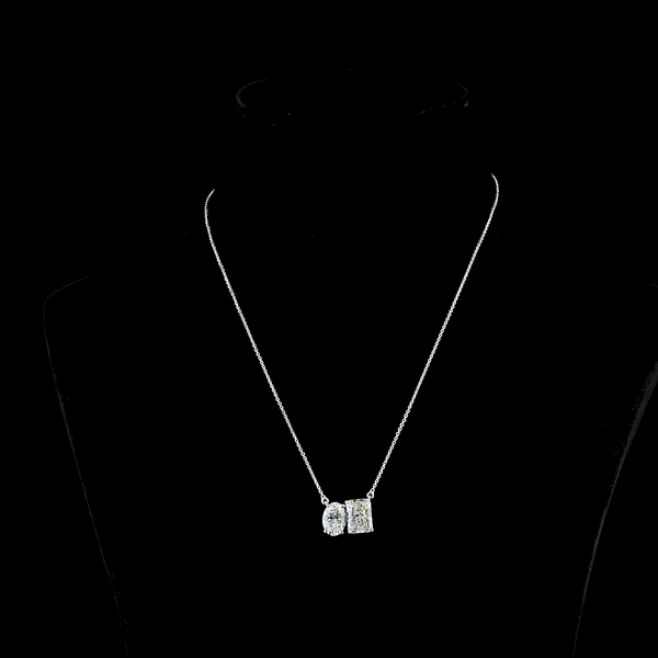 Lab-Grown 4.82 Carat MIX I-VS2 Diamond 14K White Gold Toi Et Moi Pendant