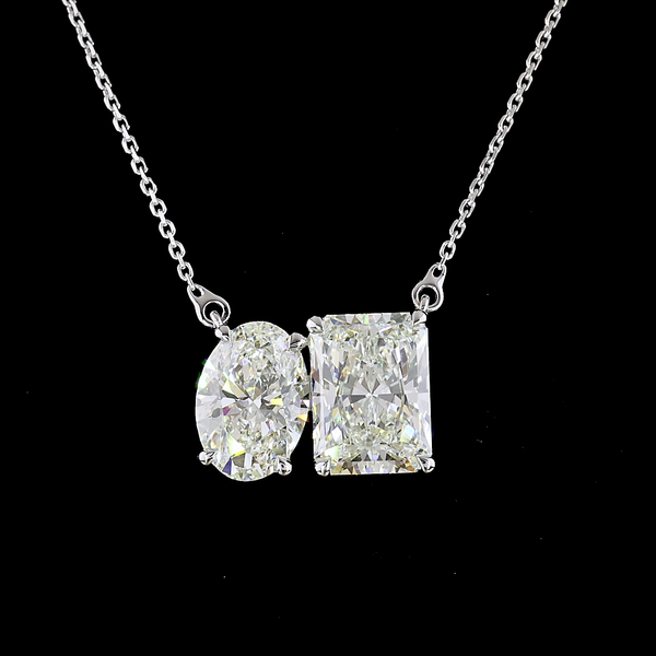 Lab-Grown 4.82 Carat MIX I-VS2 Diamond 14K White Gold Toi Et Moi Pendant