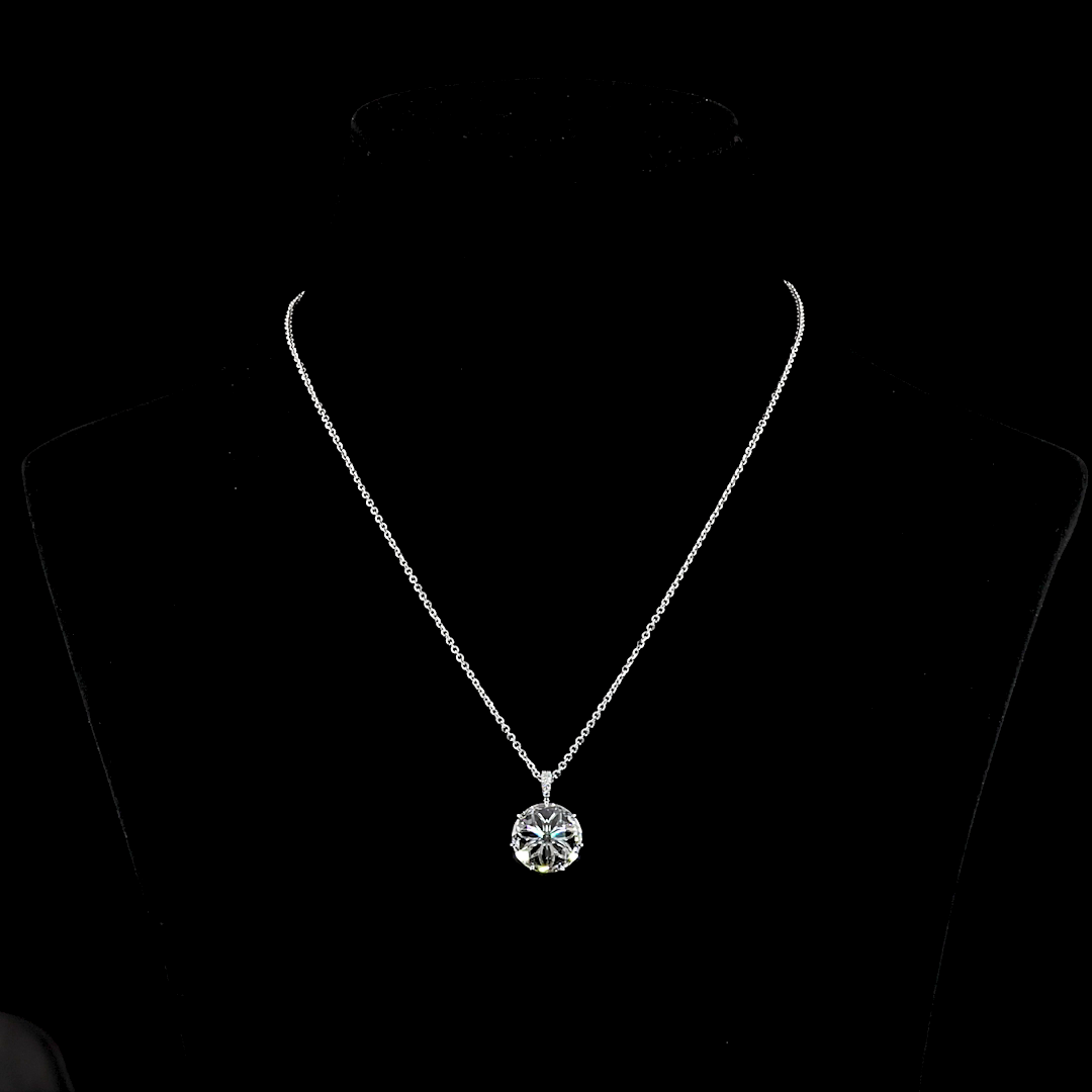 Lab-Grown 4.79 Carat Rose Cut F-VS1 Diamond 14K White Gold Pendant Necklace