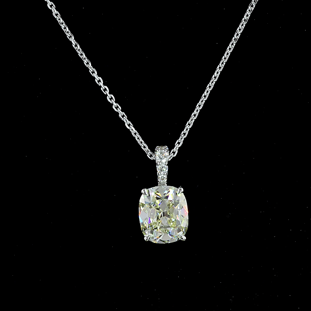 Lab-Grown 2.12 Carat Antique Cushion J-VS2 Diamond 14K White Gold Pendant Pendan