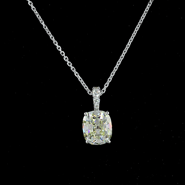Lab-Grown 2.12 Carat Antique Cushion J-VS2 Diamond 14K White Gold Pendant Pendan