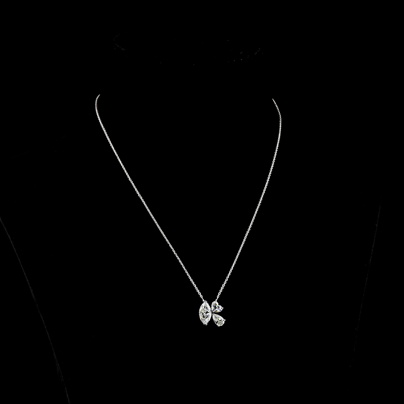 Lab-Grown 2.66 Carat MIX E-VVS2 Diamond 14K White Gold Pendant Pendant