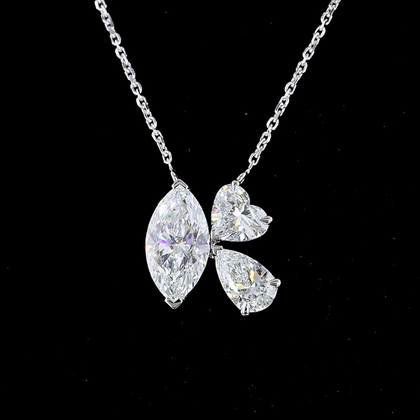 Lab-Grown 2.66 Carat MIX E-VVS2 Diamond 14K White Gold Pendant Pendant