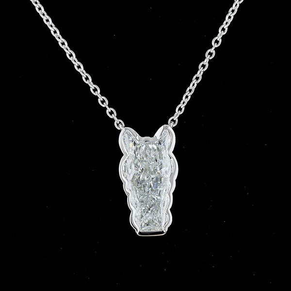 Lab-Grown 4.1 Carat Horse E-VVS2 Diamond 18K White Gold Symbol Pendant