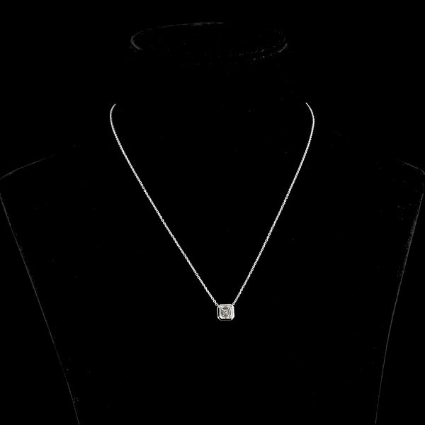 Lab-Grown 1.38 Carat Asscher G-VS1 Diamond 14K White Gold Solitaire Pendant