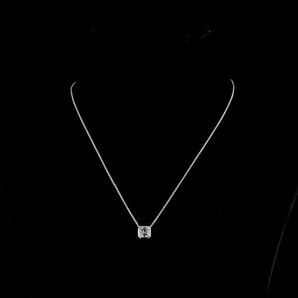Lab-Grown 1.31 Carat Asscher G-VVS2 Diamond 14K White Gold Solitaire Pendant