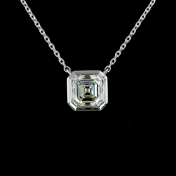 Lab-Grown 1.31 Carat Asscher G-VVS2 Diamond 14K White Gold Solitaire Pendant