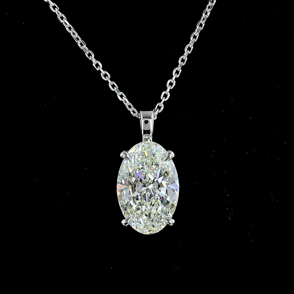 Lab-Grown 2.9 Carat Oval G-VVS1 Diamond 14K White Gold Solitaire Pendant