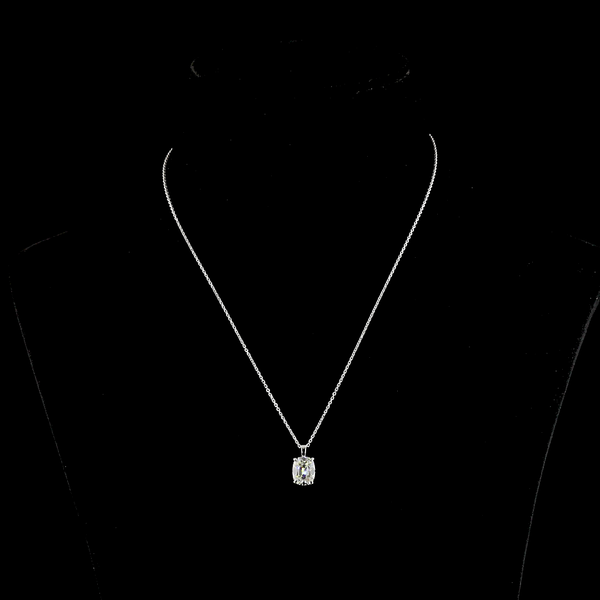 Lab-Grown 2.57 Carat Antique Cushion H-VS1 Diamond 14K White Gold Solitaire Pend