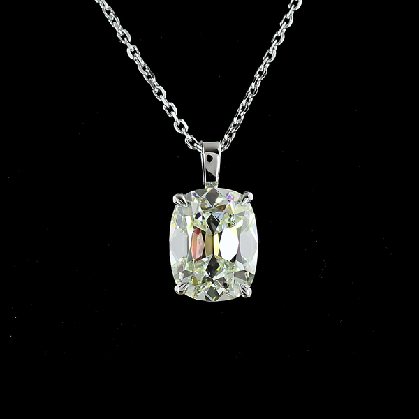 Lab-Grown 2.57 Carat Antique Cushion H-VS1 Diamond 14K White Gold Solitaire Pend