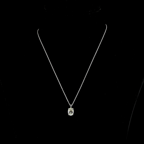 Lab-Grown 2.03 Carat Cushion Brilliant H-VS1 Diamond 14K White Gold Solitaire Pendant