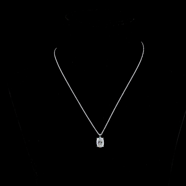 Lab-Grown 2.81 Carat Cushion Brilliant I-VS1 Diamond 14K White Gold Solitaire Pendant