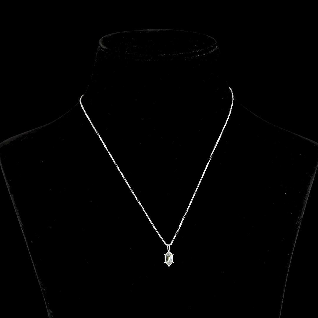 Lab-Grown 1.06 Carat Step Marquise G-H-VVS2 Diamond 14K WG Solitaire Pendant