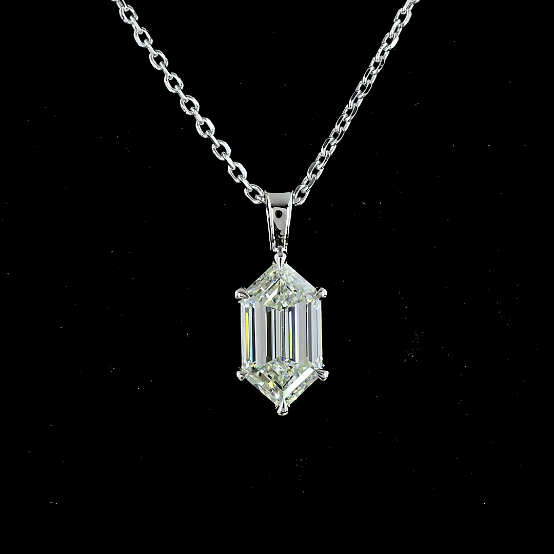Lab-Grown 1.06 Carat Step Marquise G-H-VVS2 Diamond 14K WG Solitaire Pendant