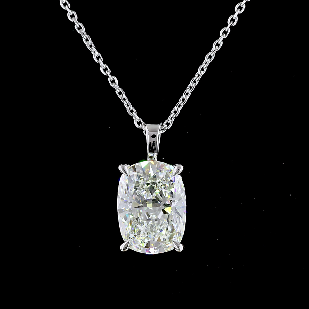 Lab-Grown 2.79 Carat Cushion Brilliant H-VVS2 Diamond 14K White Gold Solitaire P