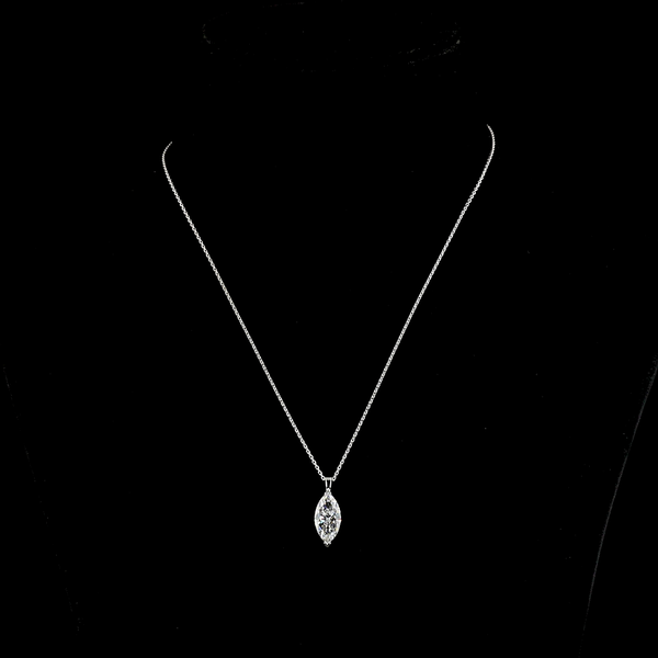 Lab-Grown 2.71 Carat Marquise E-SI1 Diamond 14K White Gold Solitaire Pendant