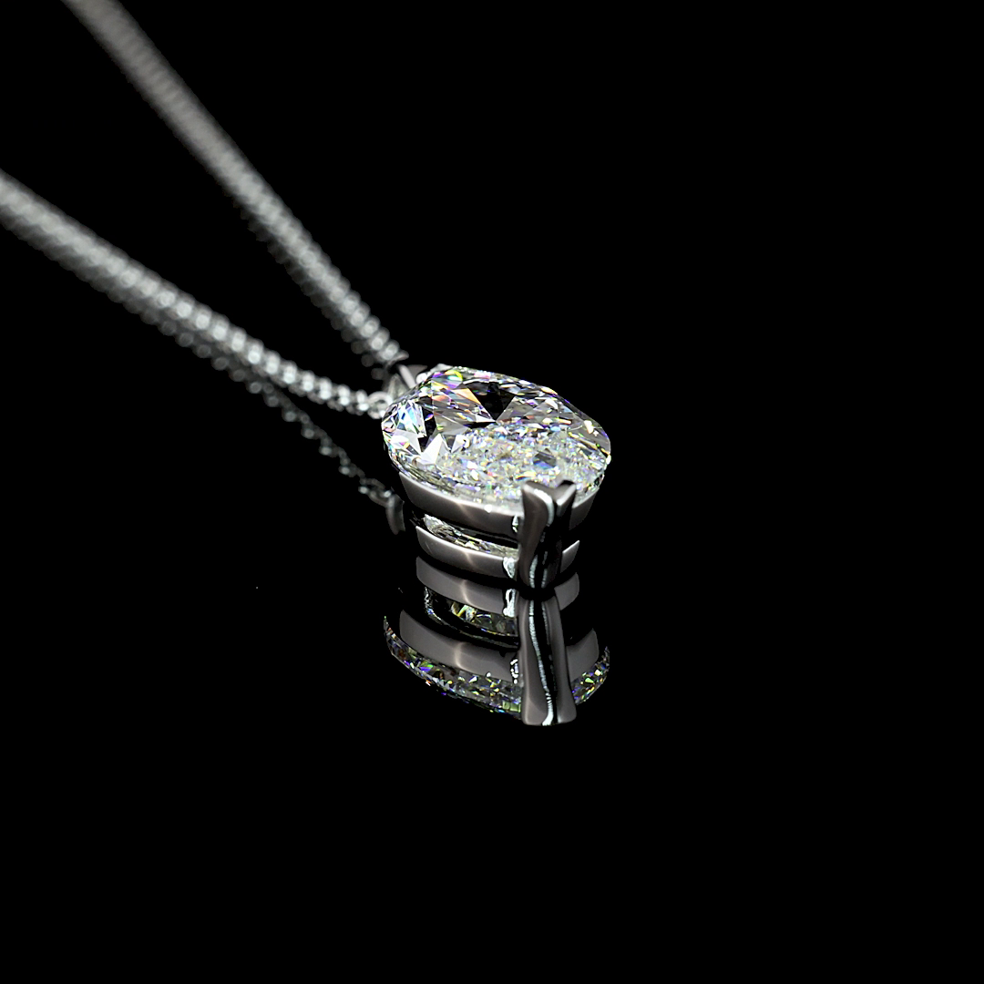 Lab-Grown 2.71 Carat Marquise E-SI1 Diamond 14K White Gold Solitaire Pendant