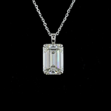 Lab-Grown 3.52 Carat Emerald G-VS1 Diamond 14K White Gold Solitaire Pendant