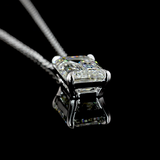 Lab-Grown 3.52 Carat Emerald G-VS1 Diamond 14K White Gold Solitaire Pendant