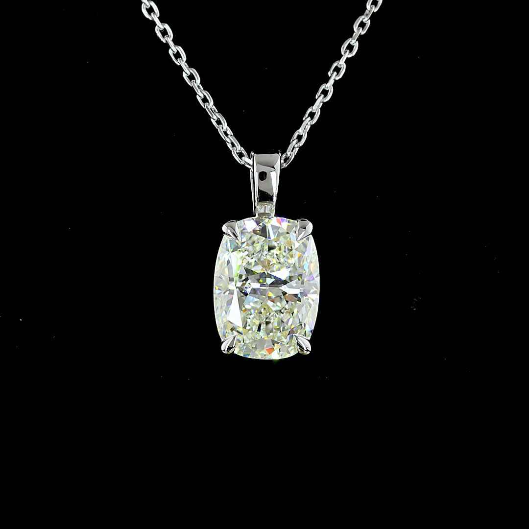 Lab-Grown 2.51 Carat Cushion Brilliant H-VS1 Diamond 14K White Gold Solitaire Pendant