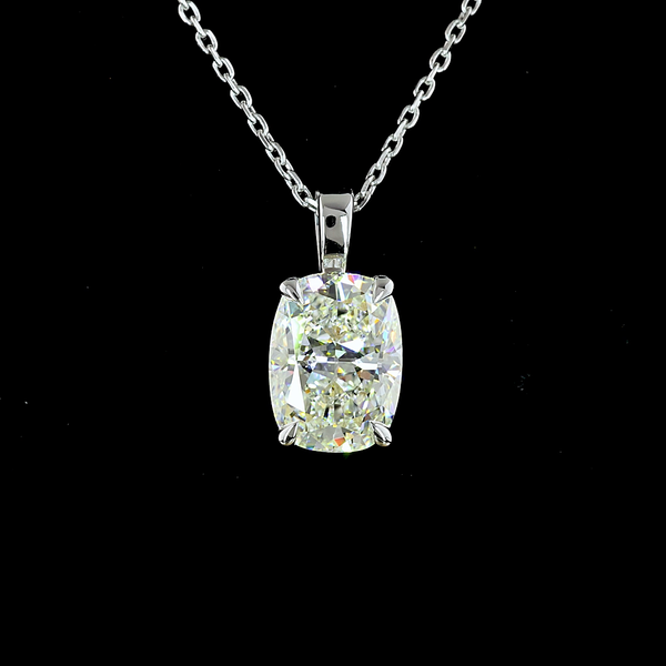 Lab-Grown 2.51 Carat Cushion Brilliant H-VS1 Diamond 14K White Gold Solitaire Pendant