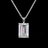 Lab-Grown 3.58 Carat Emerald G-VS1 Diamond 14K White Gold Solitaire Pendant