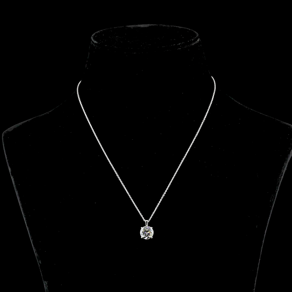 Lab-Grown 2.67 Carat Round G- Diamond 14K White Gold Solitaire Pendant