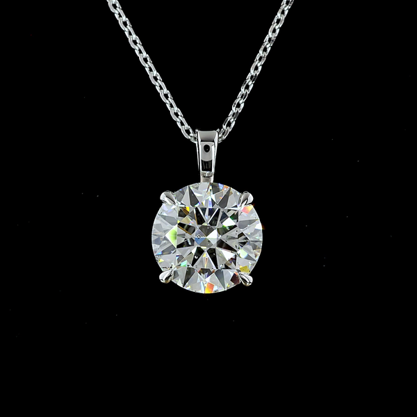 Lab-Grown 2.67 Carat Round G- Diamond 14K White Gold Solitaire Pendant