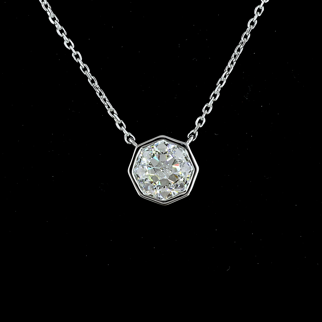 Lab-Grown 1.08 Carat Octagon Nova E-VS2 Diamond 14K White Gold Solitaire Pendant