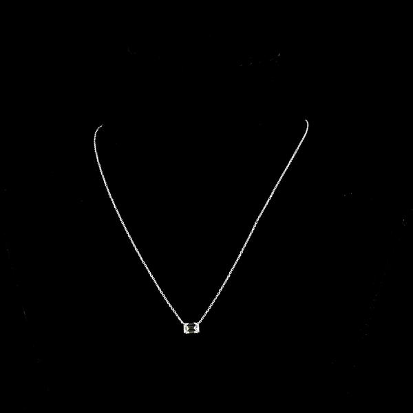 Lab-Grown 1.07 Carat Emerald F-VVS1 Diamond 14K White Gold Solitaire Pendant