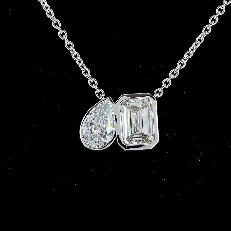 Lab-Grown 3.11 Carat MIX D-VVS2 Diamond 14K White Gold Pendant Pendant