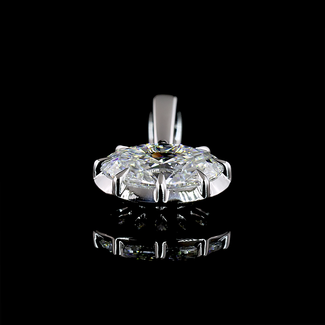 Lab-Grown 1 Carat Oval D-VS2 Diamond 14K White Gold Solitaire Pendant