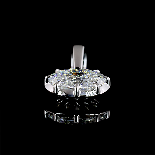Lab-Grown 1 Carat Oval D-VS2 Diamond 14K White Gold Solitaire Pendant