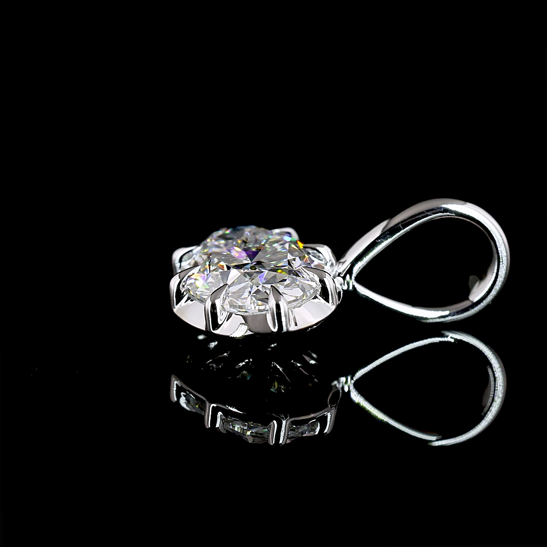 Lab-Grown 1 Carat Oval D-VS2 Diamond 14K White Gold Solitaire Pendant