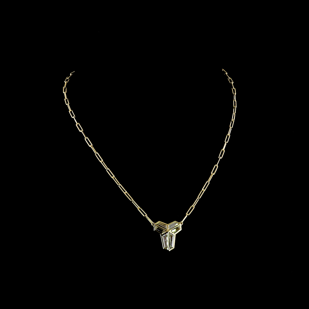 Lab-Grown 3.13 Carat  E-F-VS1 Diamond 14K Yellow Gold Pendant