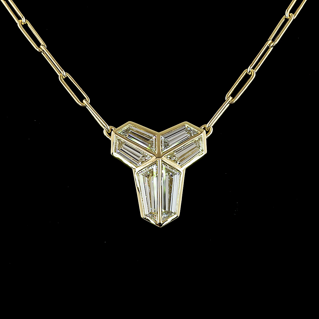 Lab-Grown 3.13 Carat  E-F-VS1 Diamond 14K Yellow Gold Pendant