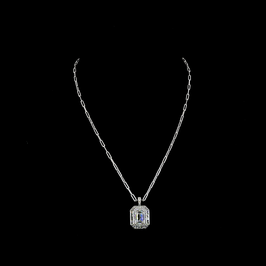 Lab-Grown 6.81 Carat MIX F-VS1 Diamond 9K White Gold - 14K White Gold Pendant Pe