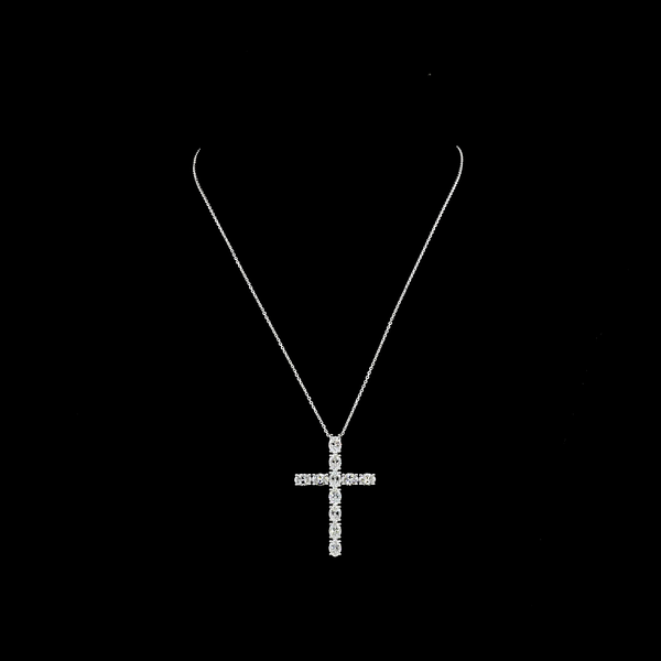 Lab-Grown 4.11 Carat Oval E-VS Diamond 14K White Gold Symbol Pendant