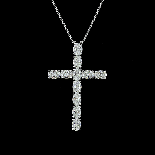 Lab-Grown 4.11 Carat Oval E-VS Diamond 14K White Gold Symbol Pendant