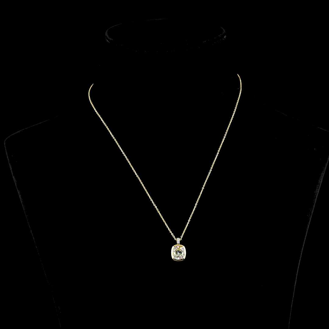 Lab-Grown 2.26 Carat Cushion Brilliant - Diamond 14K Yellow Gold Pendant Pendant