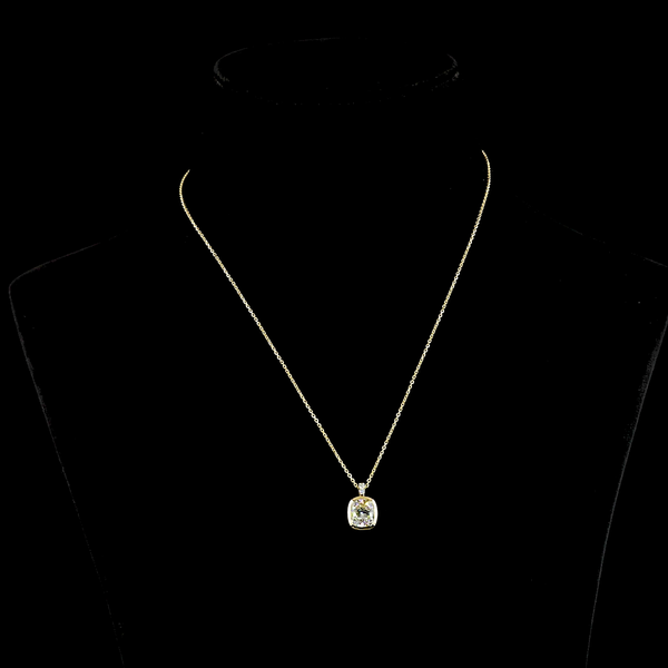 Lab-Grown 2.26 Carat Cushion Brilliant - Diamond 14K Yellow Gold Pendant Pendant