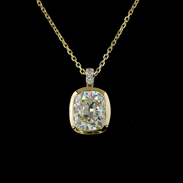 Lab-Grown 2.26 Carat Cushion Brilliant - Diamond 14K Yellow Gold Pendant Pendant