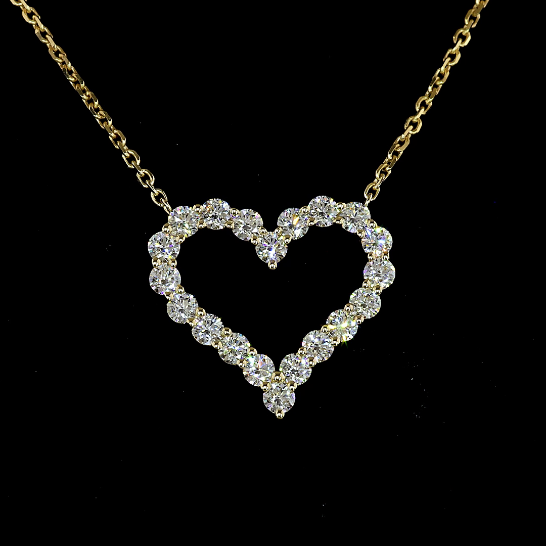 Lab-Grown 0.92 Carat Round E-VS Diamond 14K Yellow Gold Symbol Pendant