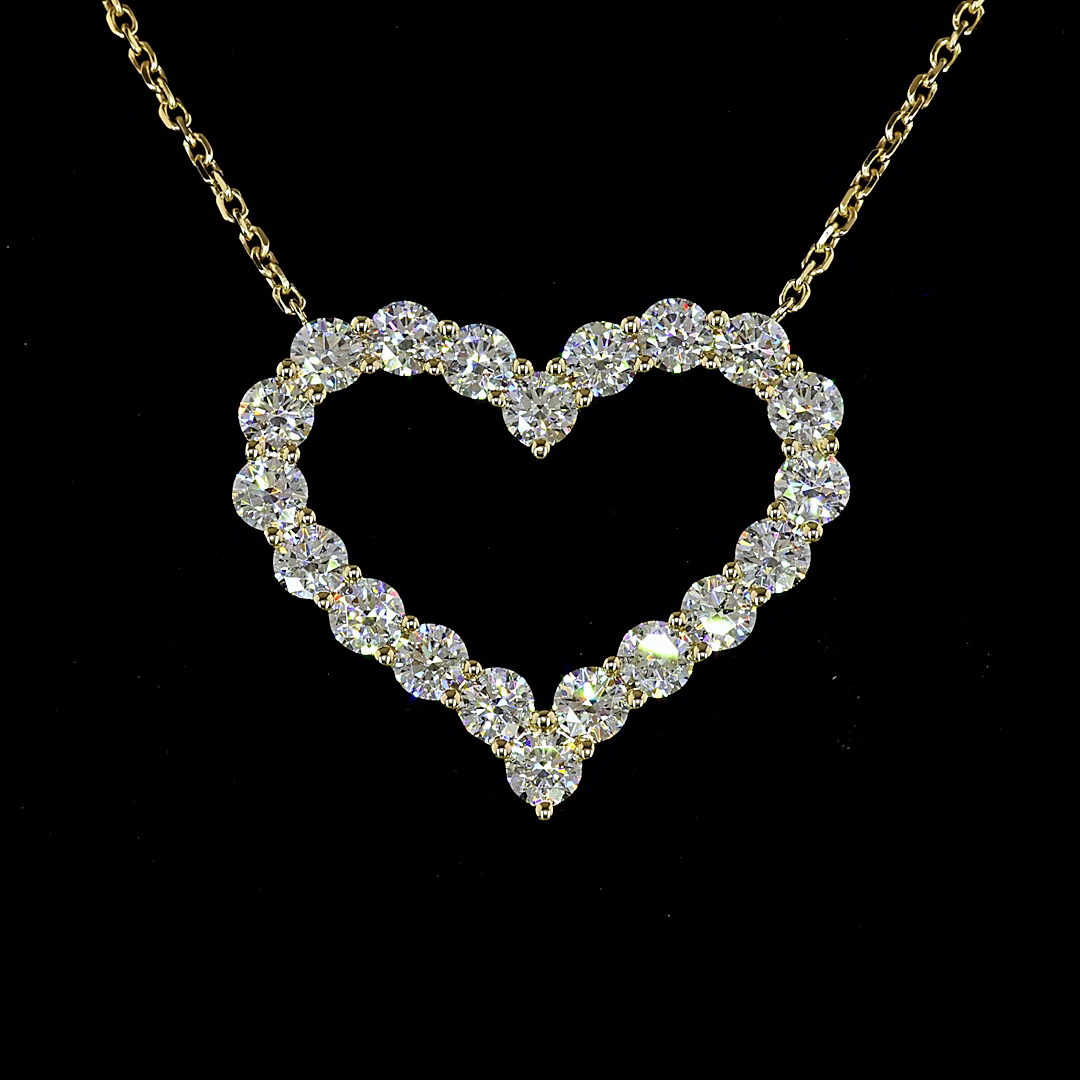 Lab-Grown 1.94 Carat Round F-VS1 Diamond 14K Yellow Gold Symbol Pendant