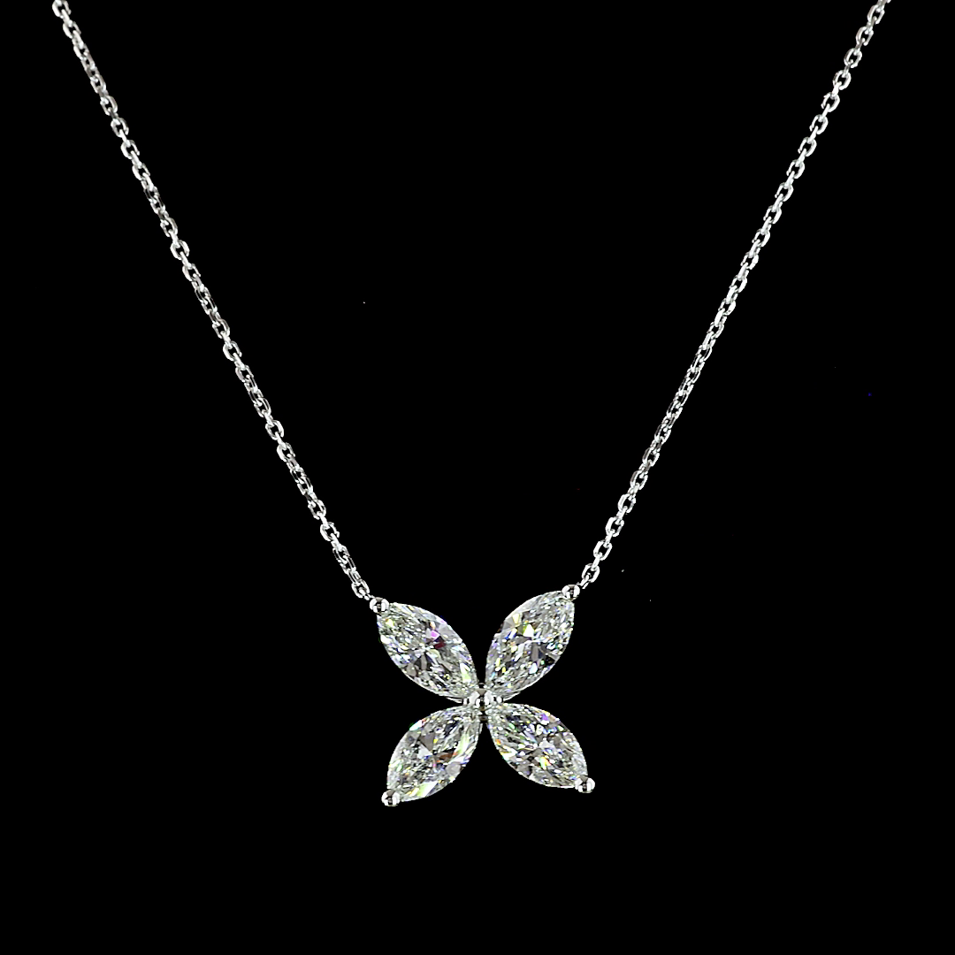 Lab-Grown 2.06 Carat Marquise E-F-VS+ Diamond 14K White Gold Butterfly Pendant