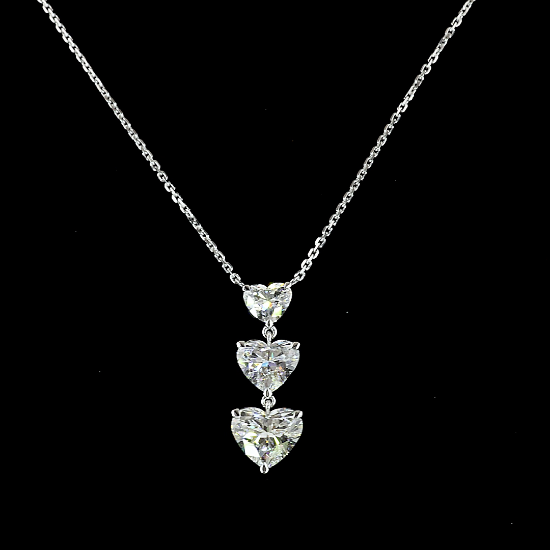 Lab-Grown 2.99 Carat Heart E-F-VS1 Diamond 14K White Gold Heart Pendant
