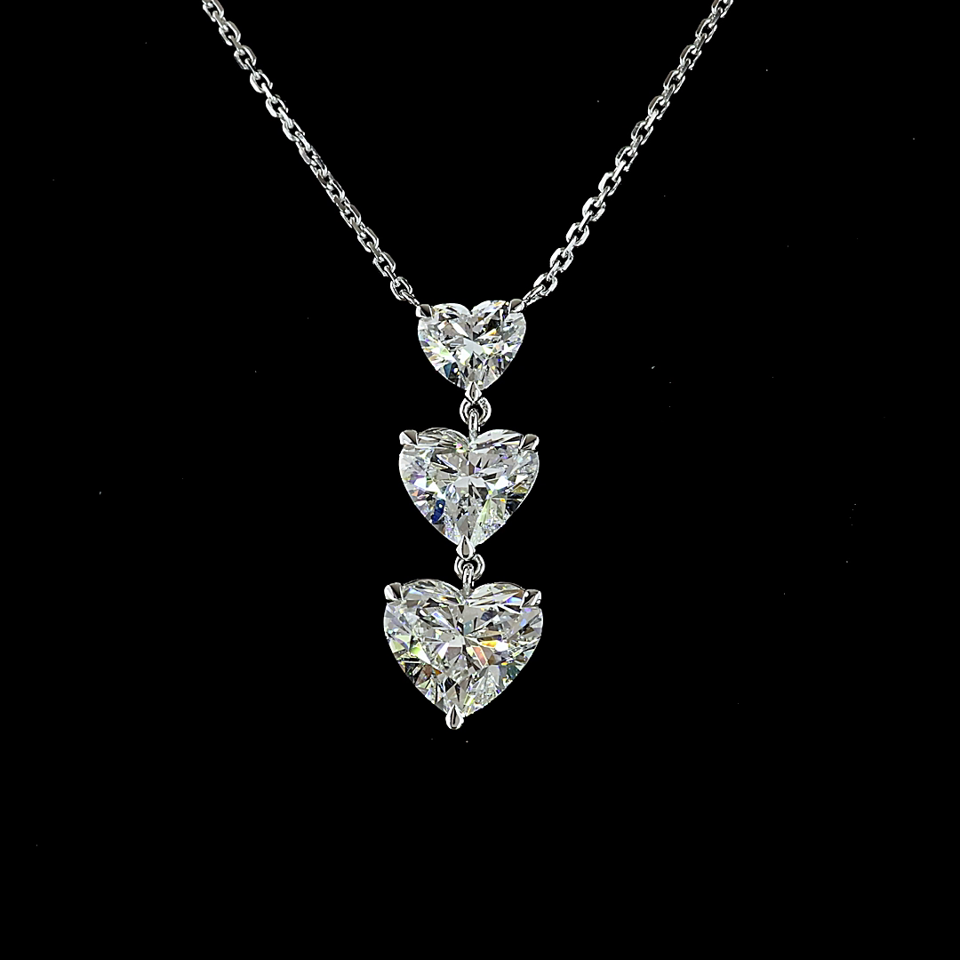 Lab-Grown 2.99 Carat Heart E-F-VS1 Diamond 14K White Gold Heart Pendant