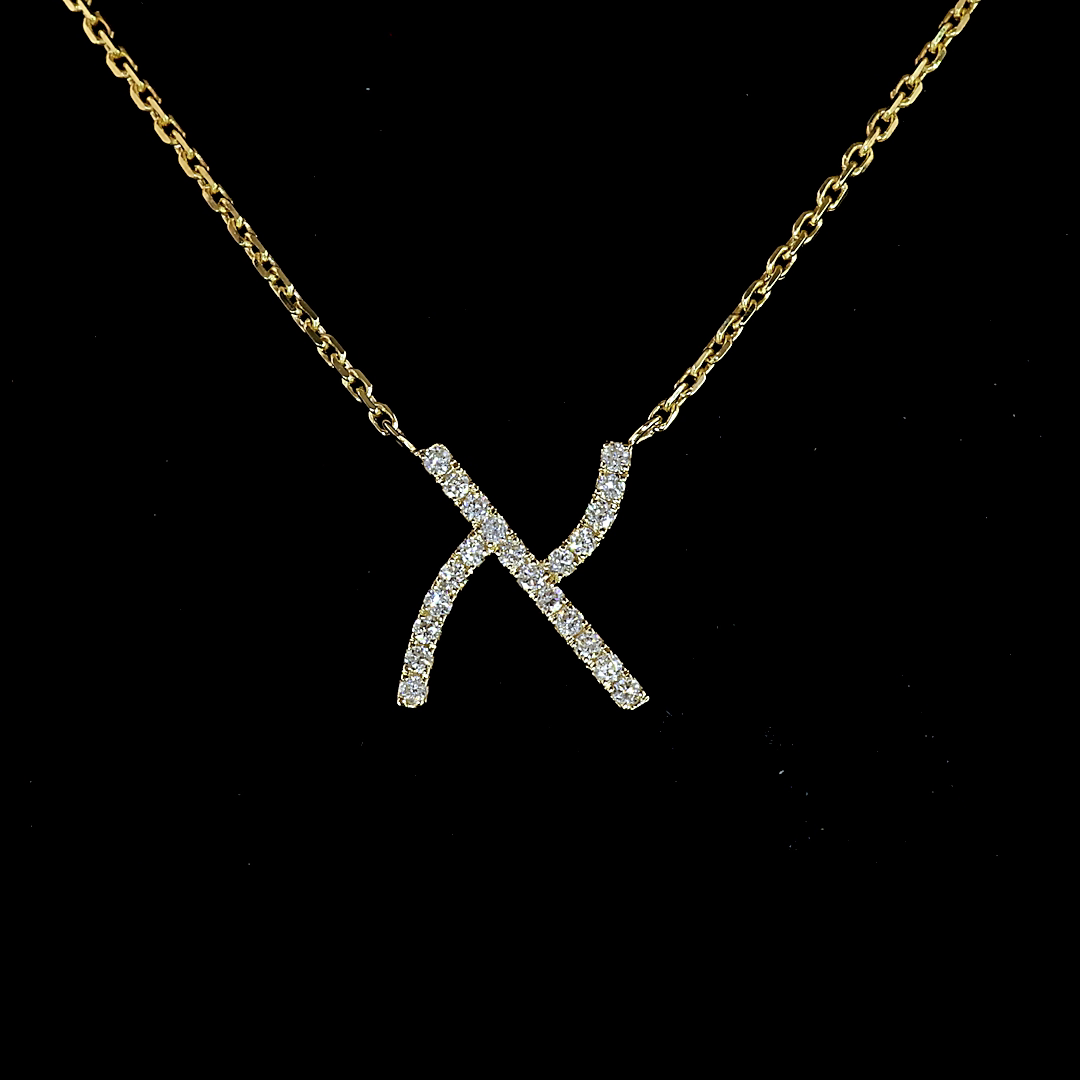 Lab-Grown 0.1 Carat Round E-F-VS1 Diamond 14K Yellow Gold Hebrew Aleph Pendant
