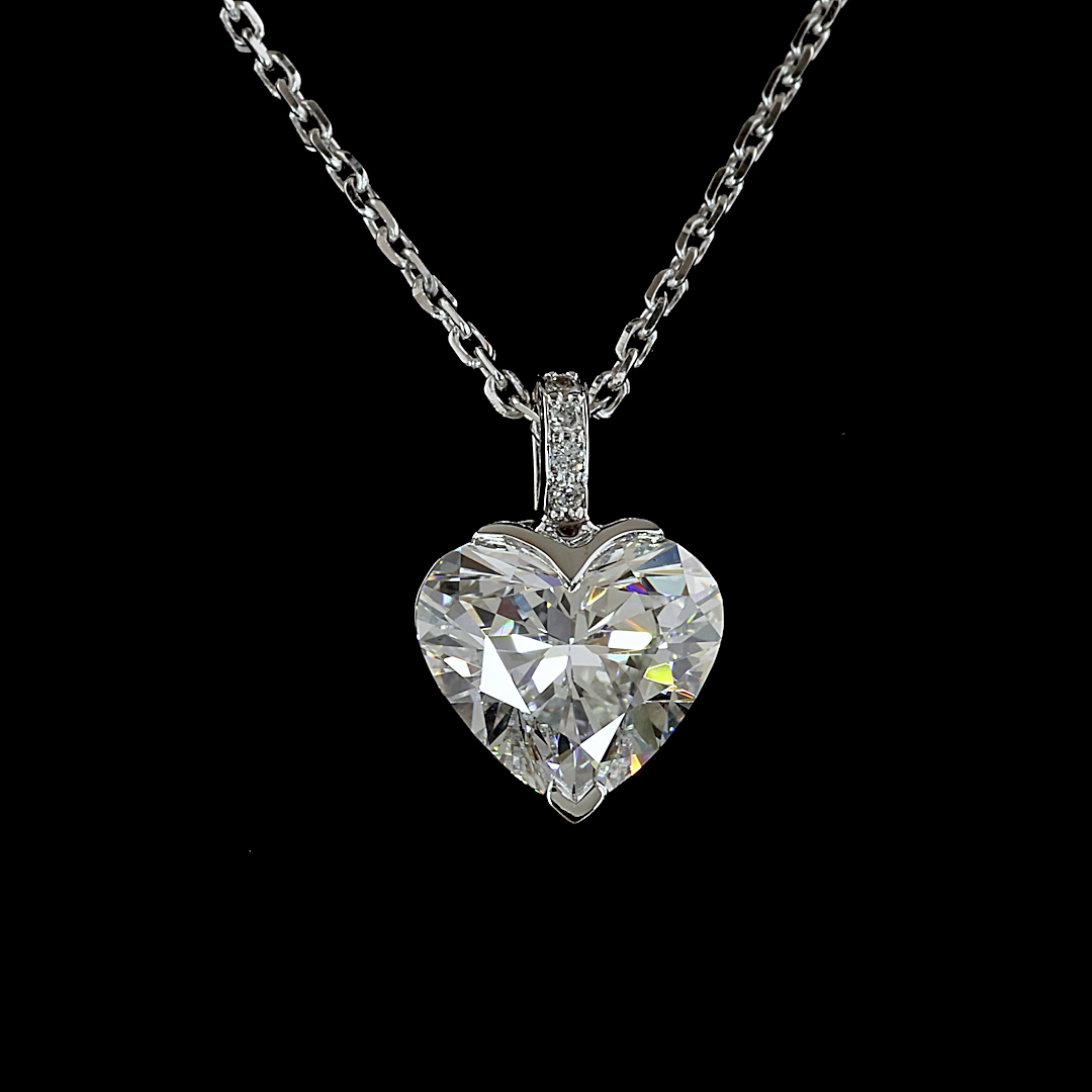 Lab-Grown 1.53 Carat Heart D-VS1 Diamond 14K White Gold Heart Pendant